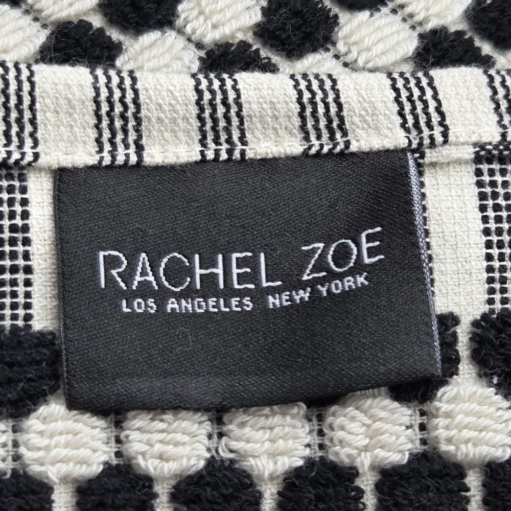 Rachel Zoe 4pc Turkish Cotton Towel Set Black Ecru Raised Dots 2 Bath 2 Hand